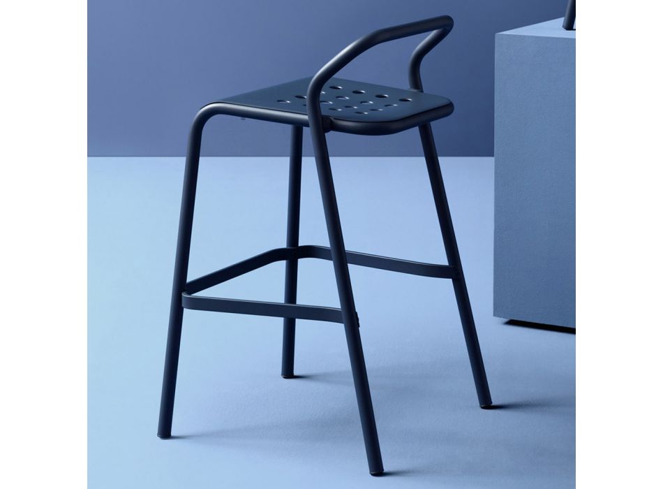 Outdoor Stool in Colored Aluminum Made in Italy