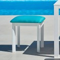 Garden stool in upholstered fabric and aluminum System by Varaschin