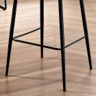 Design Living Room Stool in Fabric with Border and Anthracite Metal - Scarat Viadurini