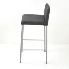 Living Room Stool with Low Backrest Made in Italy - Orietta Viadurini