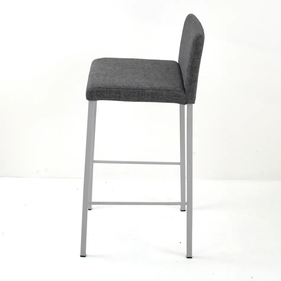 Living Room Stool with Low Backrest Made in Italy - Orietta Viadurini