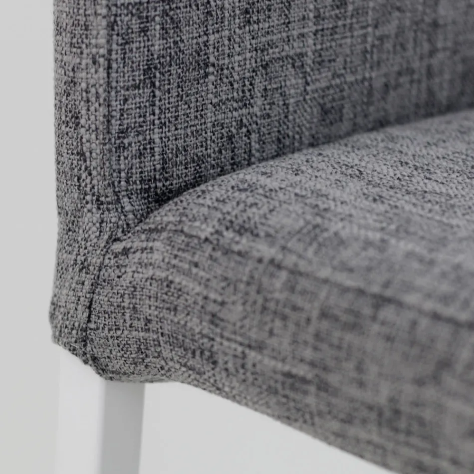 Living Room Stool with Low Backrest Made in Italy - Orietta Viadurini