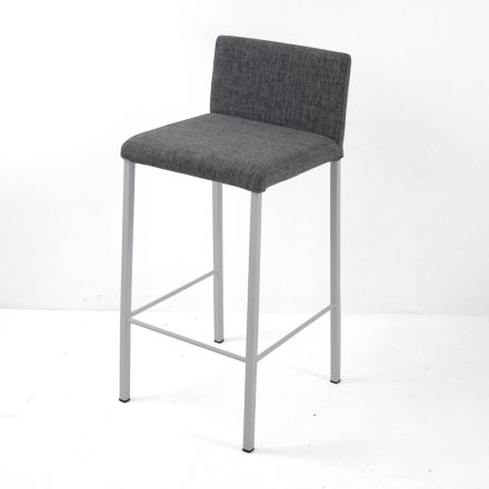 Living Room Stool with Low Backrest Made in Italy - Orietta Viadurini
