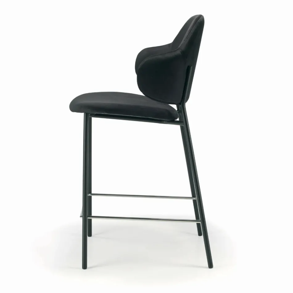 Living Room Stool Made of Steel and Velvet Made in Italy - Rimini Viadurini