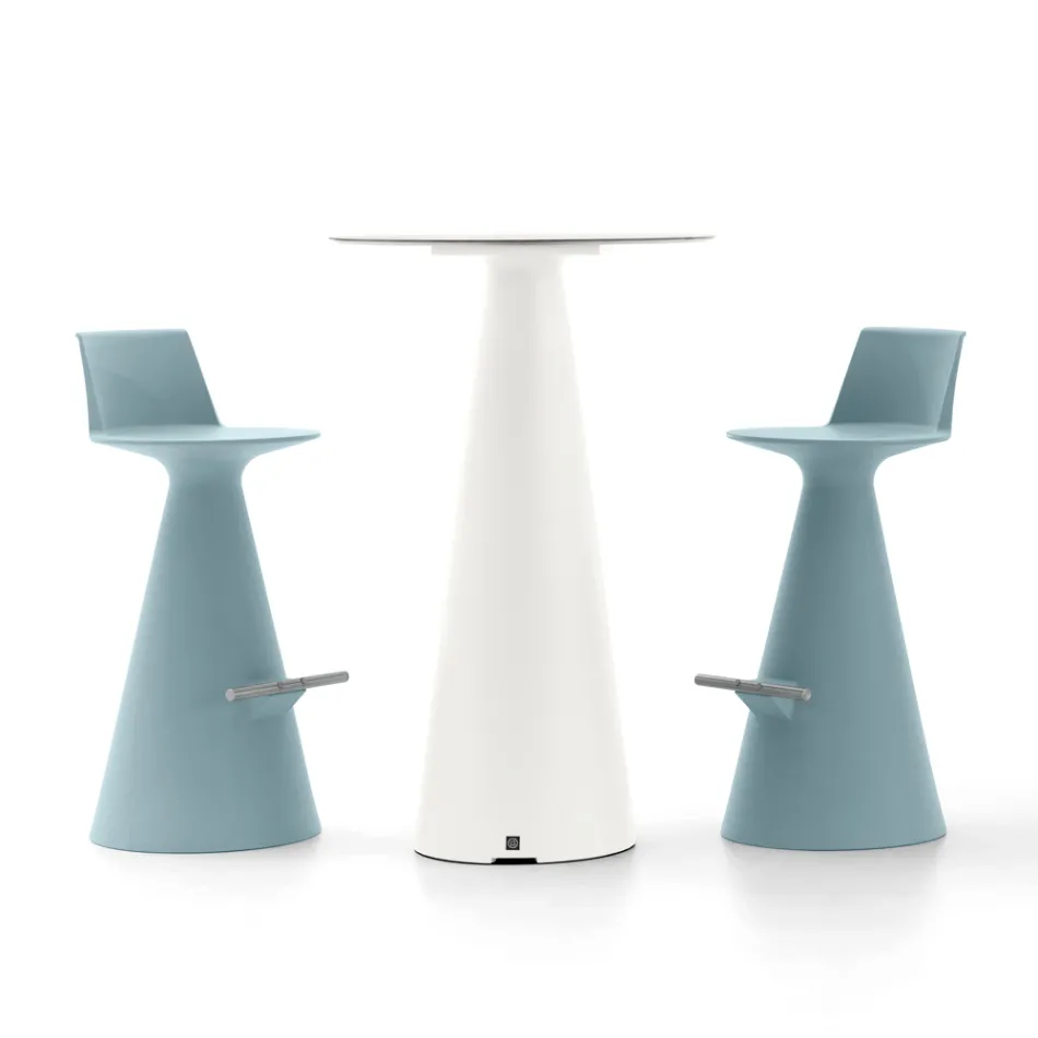 Living Room Stool Made of Polyethylene with Footrest - Ellipse Viadurini