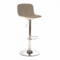 Design Stool with Gas Lift in Fabric and Chromed Metal, 2 Pieces - Chrome