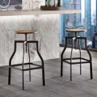 Design adjustable stool in metal and wood produced in Italy Livorno Viadurini