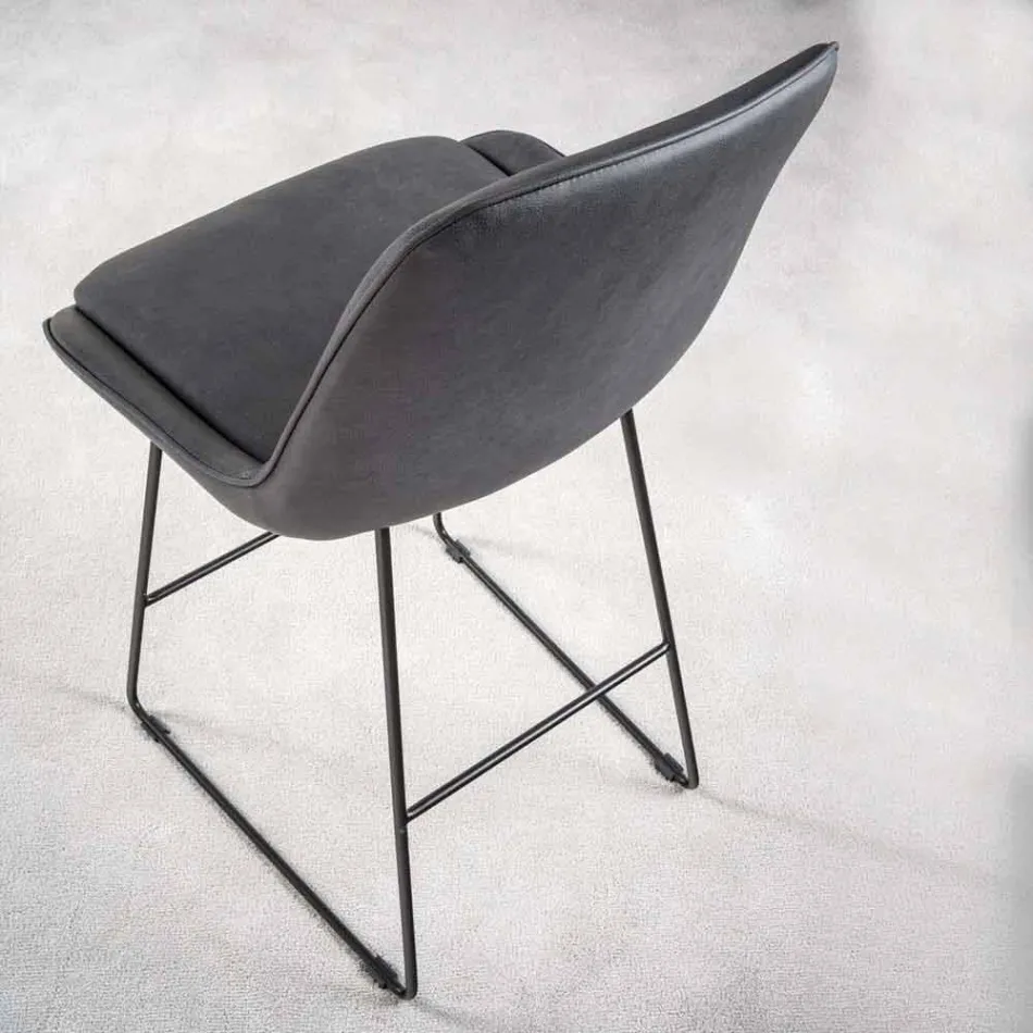 Modern Design Stool with Painted Metal Sled - Ines Viadurini
