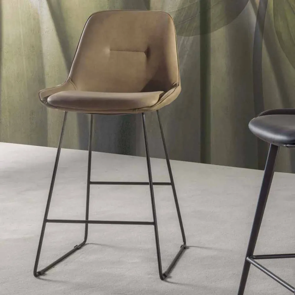 Modern Design Stool with Painted Metal Sled - Ines Viadurini