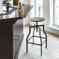 Modern design stool in metal and wood adjustable Livorno1