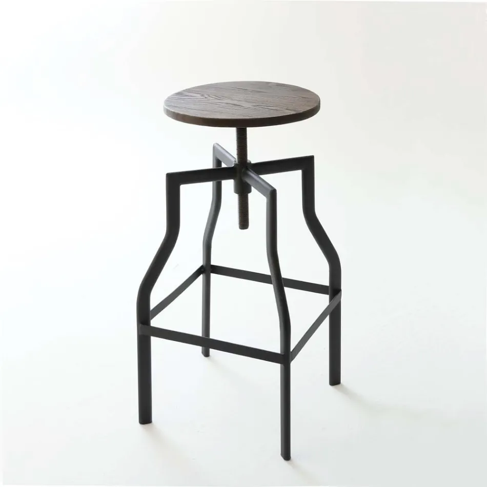 Modern design stool in metal and wood adjustable Livorno1 Viadurini