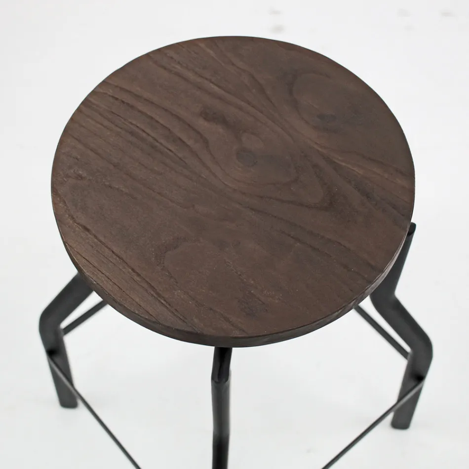 Modern design stool in metal and wood adjustable Livorno2 Viadurini