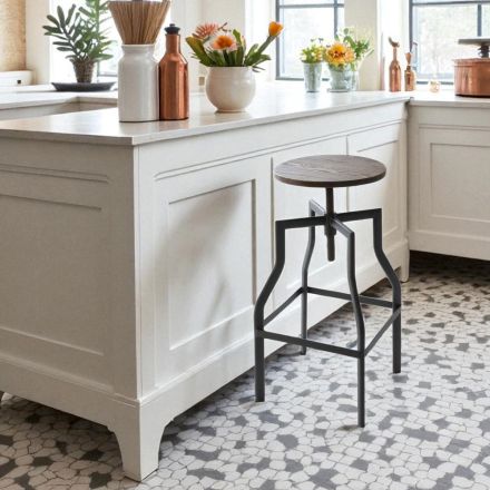 Modern design stool in metal and wood adjustable Livorno2 Viadurini