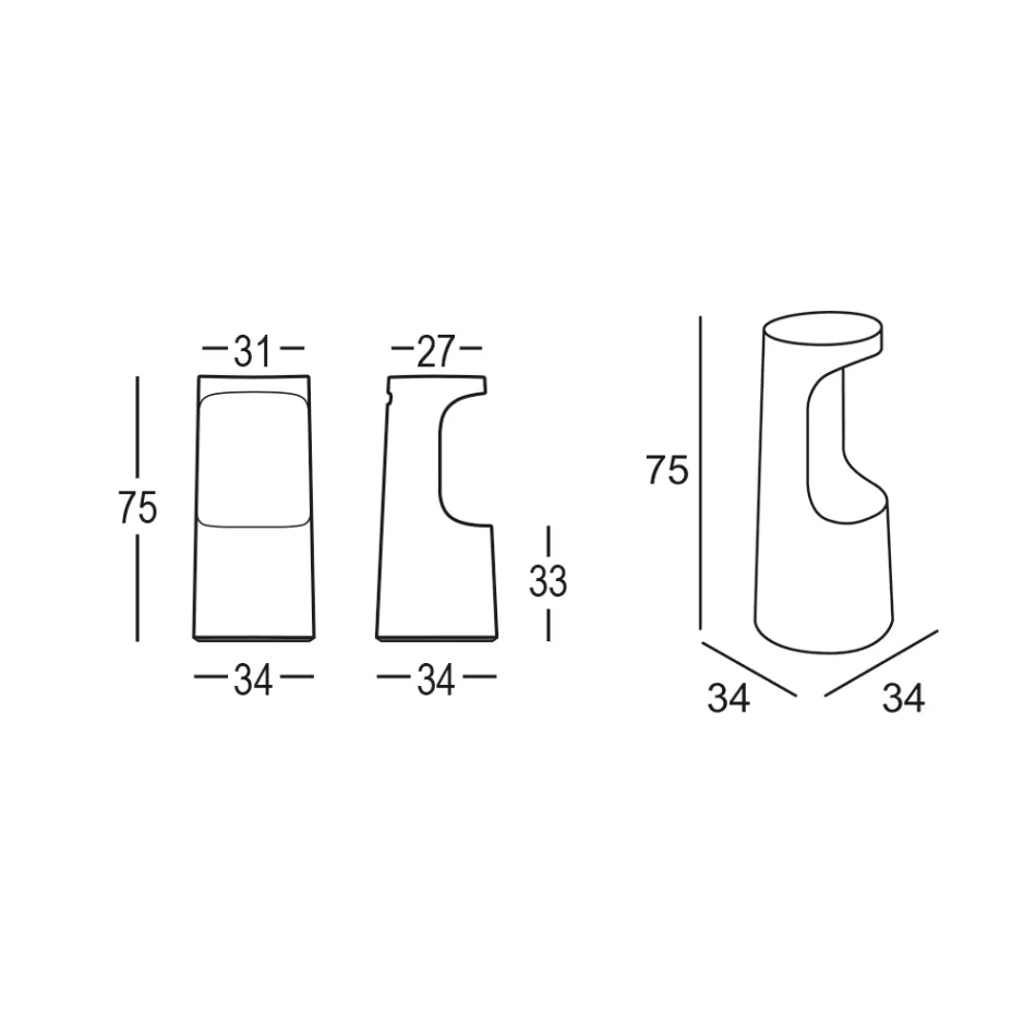 High Design Stool in Matt Polyethylene for Outdoors Made in Italy - Forlina Viadurini
