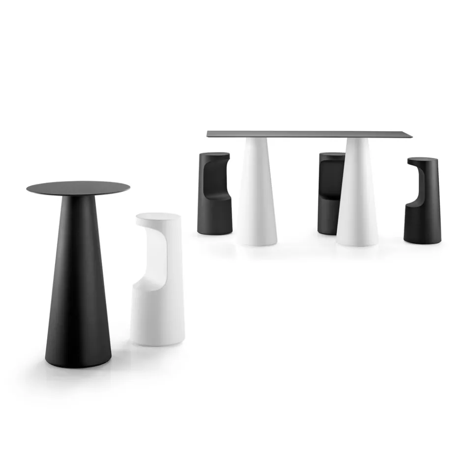 High Design Stool in Matt Polyethylene for Outdoors Made in Italy - Forlina Viadurini