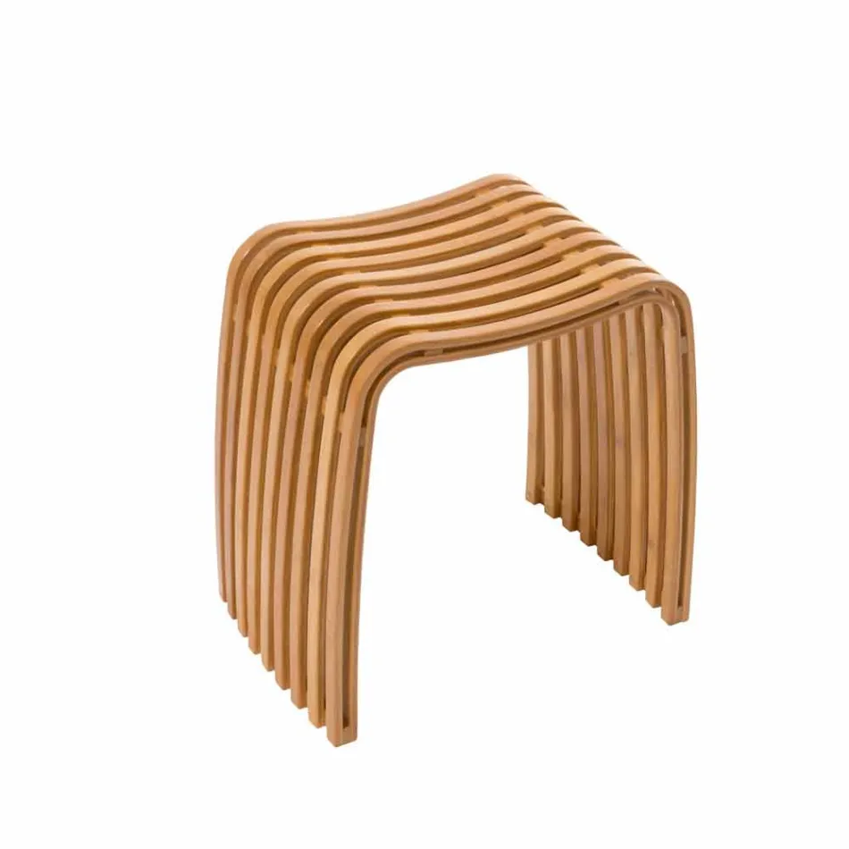 Design bathroom stool in Gorizia curved bamboo Viadurini