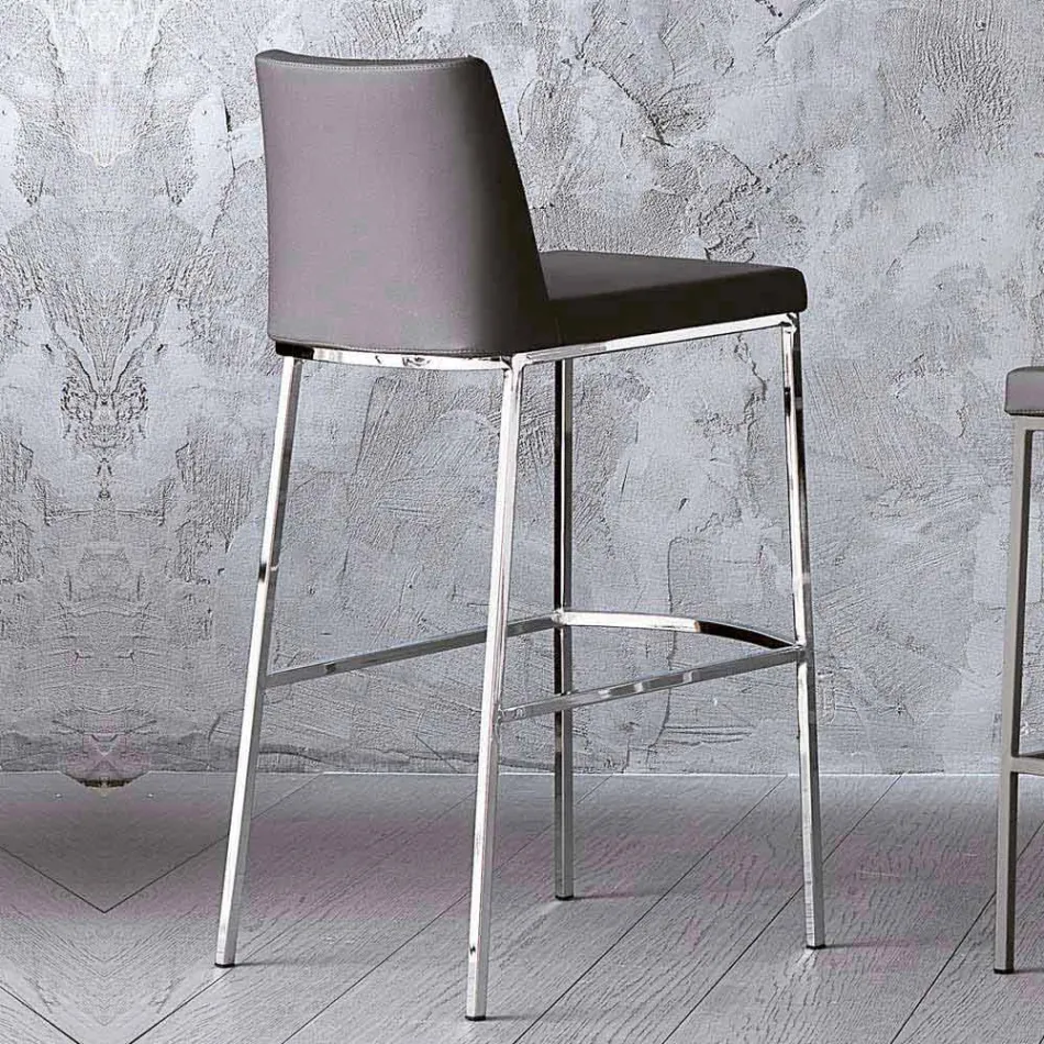 Design Stool in Ecoleather for Kitchen or Dining Room H 80 cm - Celine Viadurini