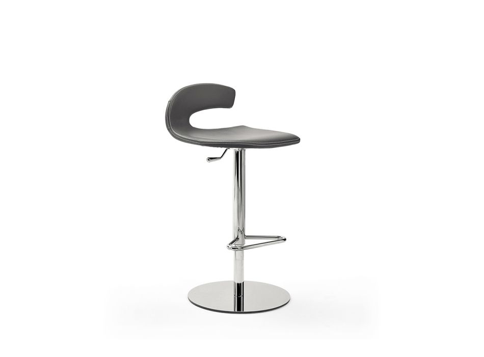 Design Stool in Wood, Steel with Leather or Leather Upholstery - Turner Viadurini