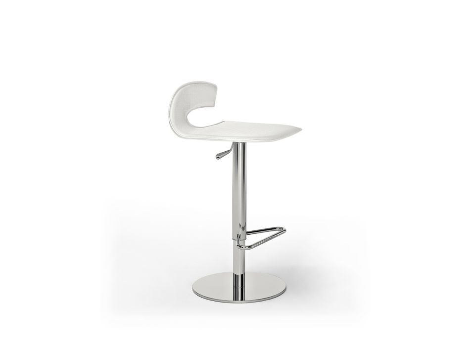Design Stool in Wood, Steel with Leather or Leather Upholstery - Turner Viadurini