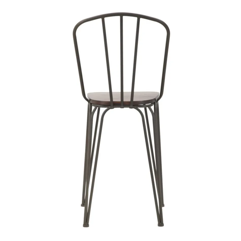 Modern Design Stool in Industrial Style in Iron and Wood, 2 Pieces - Erika Viadurini