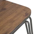Modern Design Stool in Industrial Style in Iron and Wood, 2 Pieces - Erika Viadurini