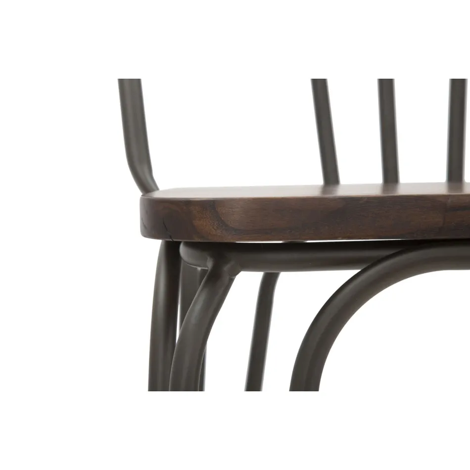 Modern Design Stool in Industrial Style in Iron and Wood, 2 Pieces - Erika Viadurini