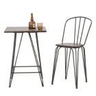 Modern Design Stool in Industrial Style in Iron and Wood, 2 Pieces - Erika Viadurini