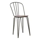 Modern Design Stool in Industrial Style in Iron and Wood, 2 Pieces - Erika Viadurini