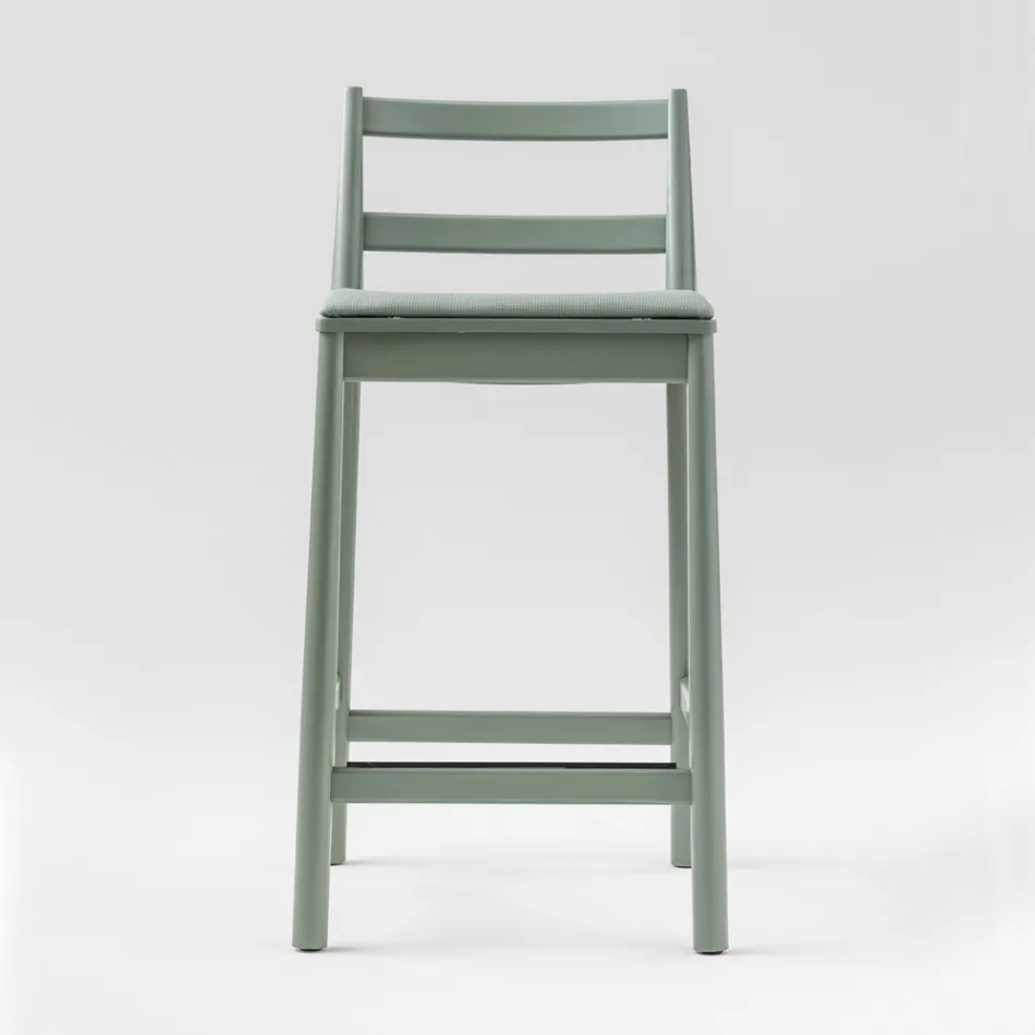 Luxury Stool in Solid Beech with Fabric Seat Made in Italy - Nora Viadurini