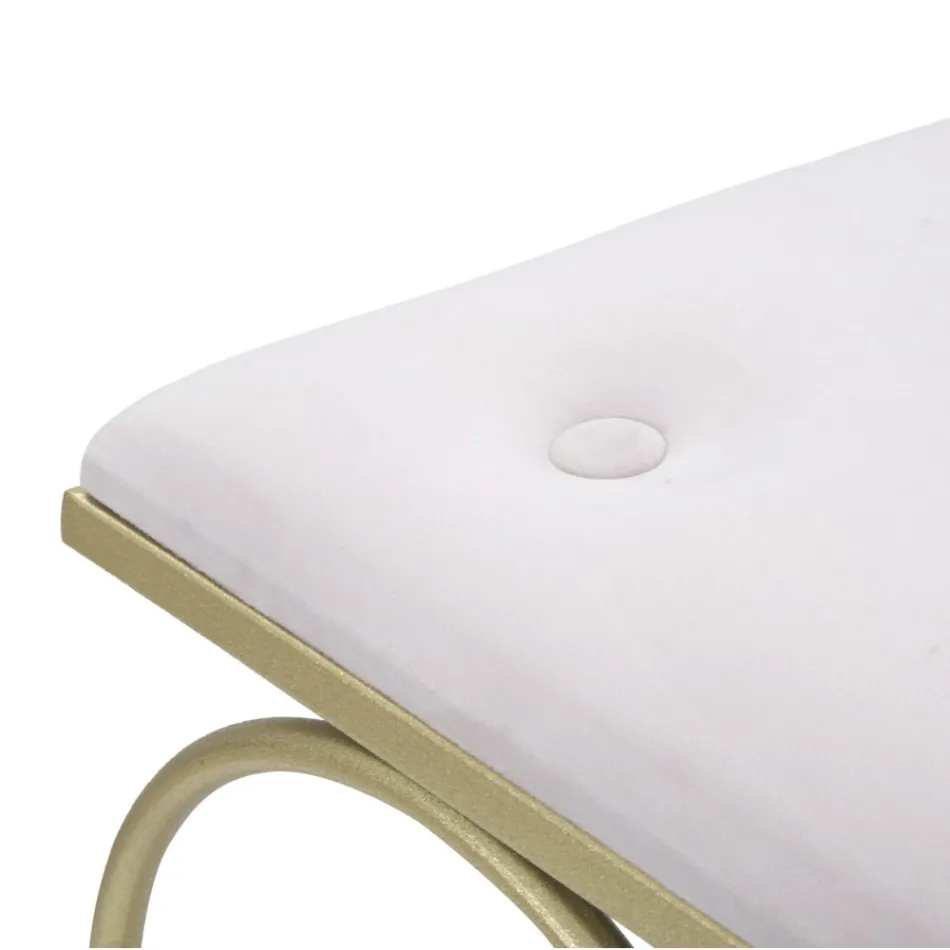 Low Golden Iron Stool with Fabric Covered Seat - Dimentico Viadurini