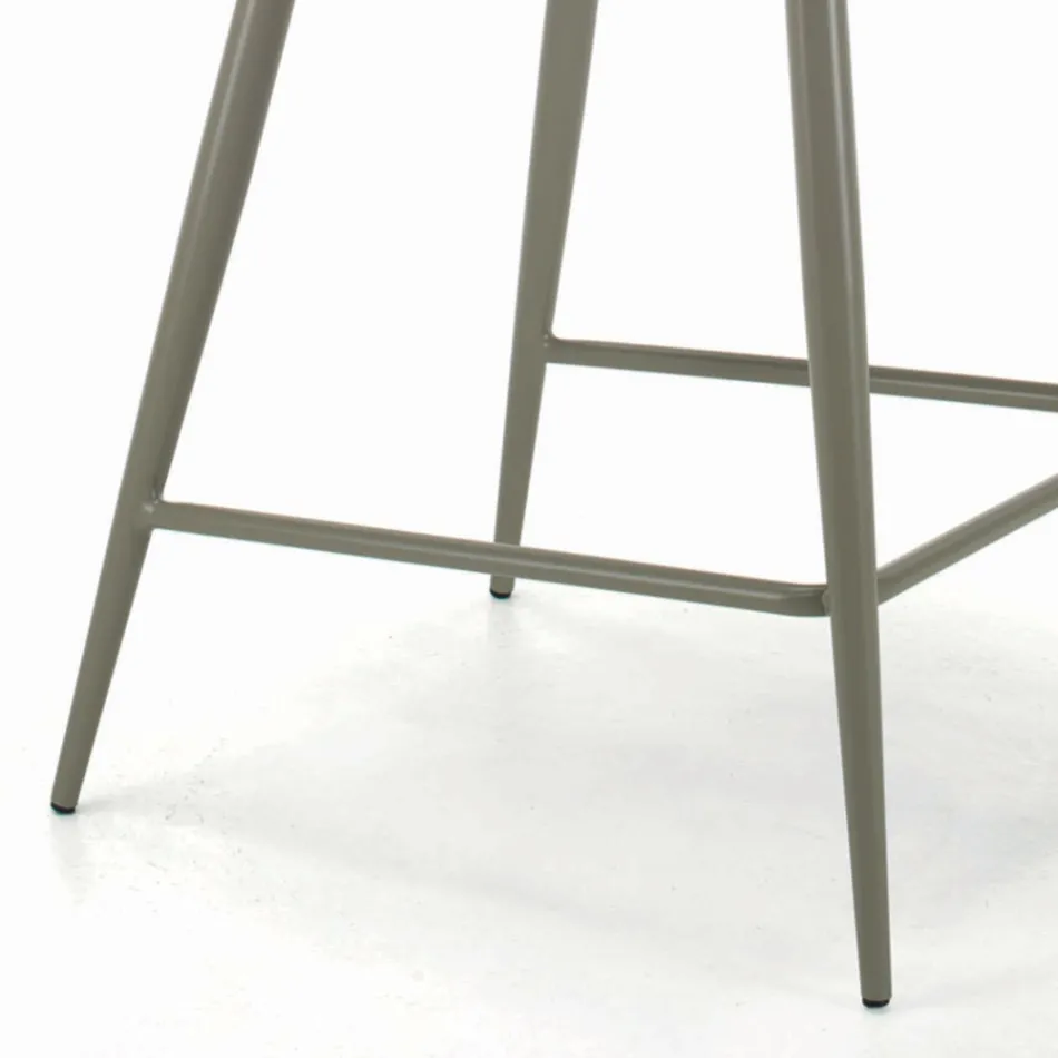 Fixed Stool with Steel Legs and Upholstered Seat Made in Italy - Genoa Viadurini
