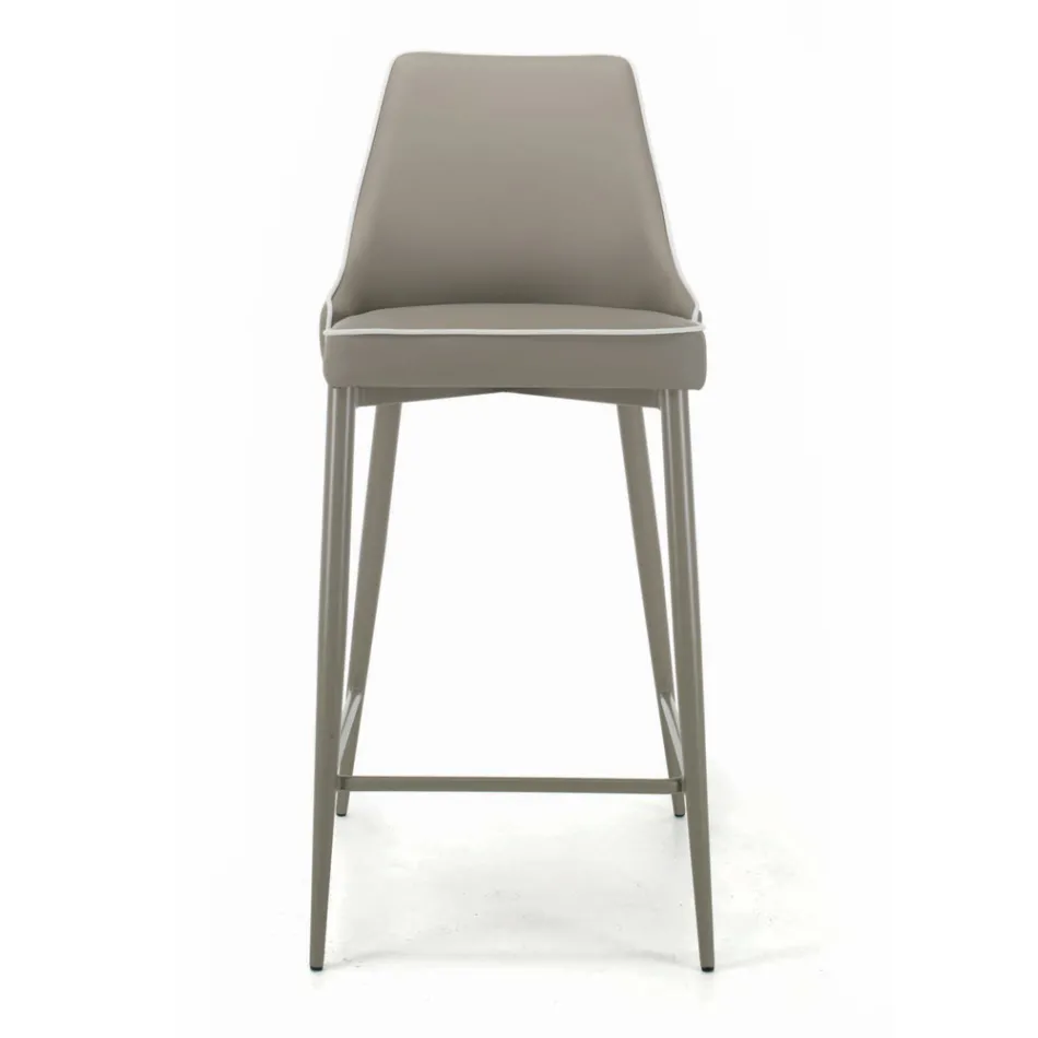 Fixed Stool with Steel Legs and Upholstered Seat Made in Italy - Genoa Viadurini