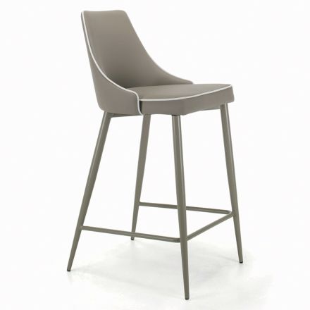 Fixed Stool with Steel Legs and Upholstered Seat Made in Italy - Genoa Viadurini