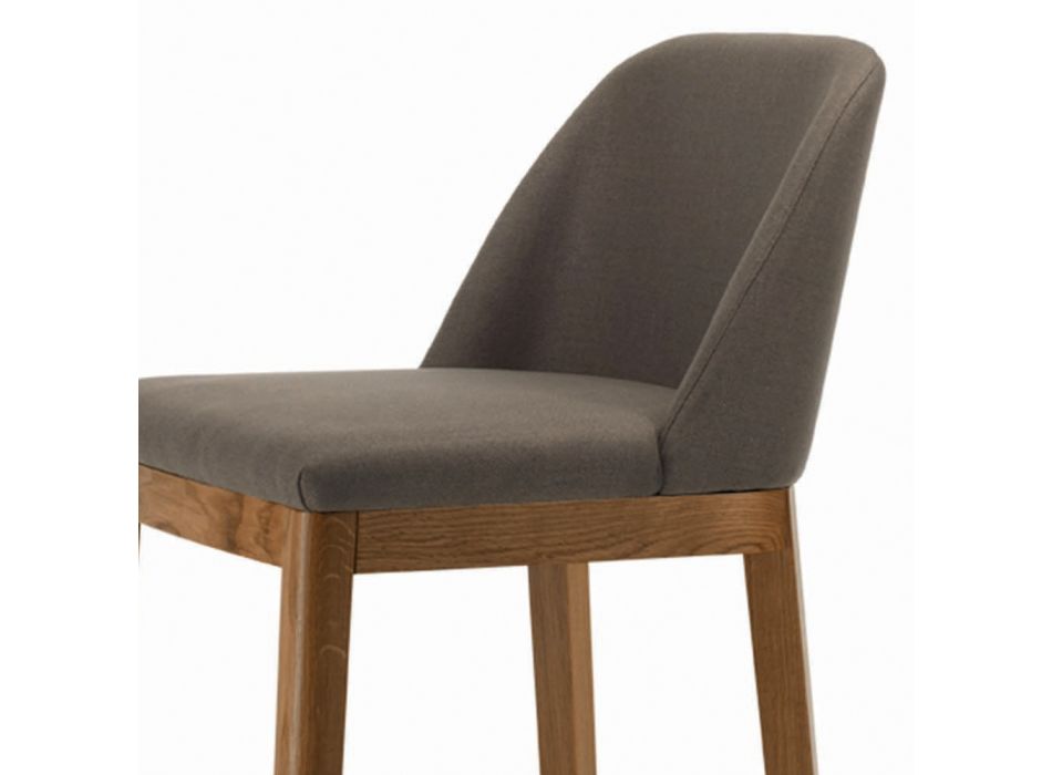 Fixed Stool with Wooden Legs and Padded Seat Made in Italy - Bari Viadurini