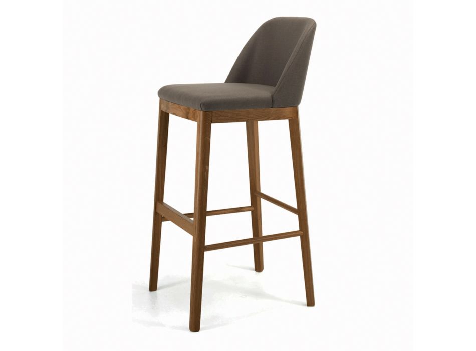 Fixed Stool with Wooden Legs and Padded Seat Made in Italy - Bari Viadurini