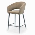 Fixed Stool with Velvet Seat and Steel Base Made in Italy - Alassio