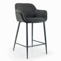 Fixed Stool with Upholstered Seat and Steel Base Made in Italy - Arona