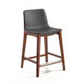 Fixed Design Kitchen Stool in Leather and Wood Made in Italy - Rocco
