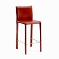 Fixed Design Kitchen Stool Covered in Leather Made in Italy - Tara