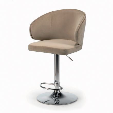 Swivel Stool with Velvet Seat and Steel Base Made in Italy - Adria Viadurini