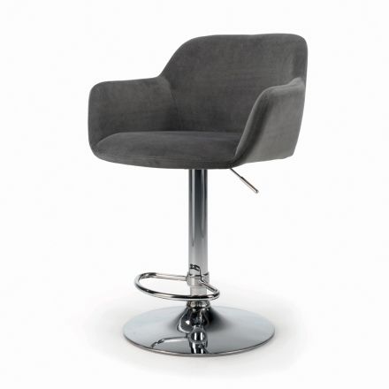 Swivel Stool with Upholstered Seat and Steel Base Made in Italy - Arona Viadurini