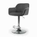 Swivel Stool with Upholstered Seat and Steel Base Made in Italy - Arona