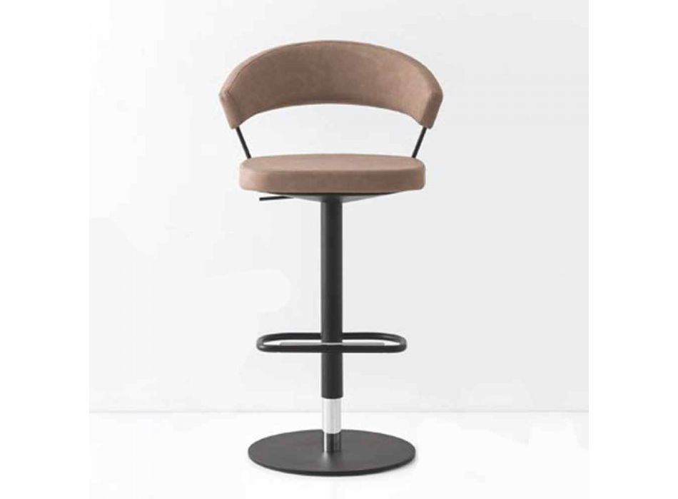 Swivel Stool Upholstered Vintage Faux Leather and Metal Made in Italy - New York Viadurini