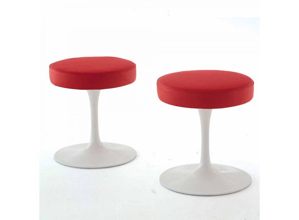 Swivel Stool in Lacquered Aluminum with Leather Seat Made in Italy - Dacia Viadurini