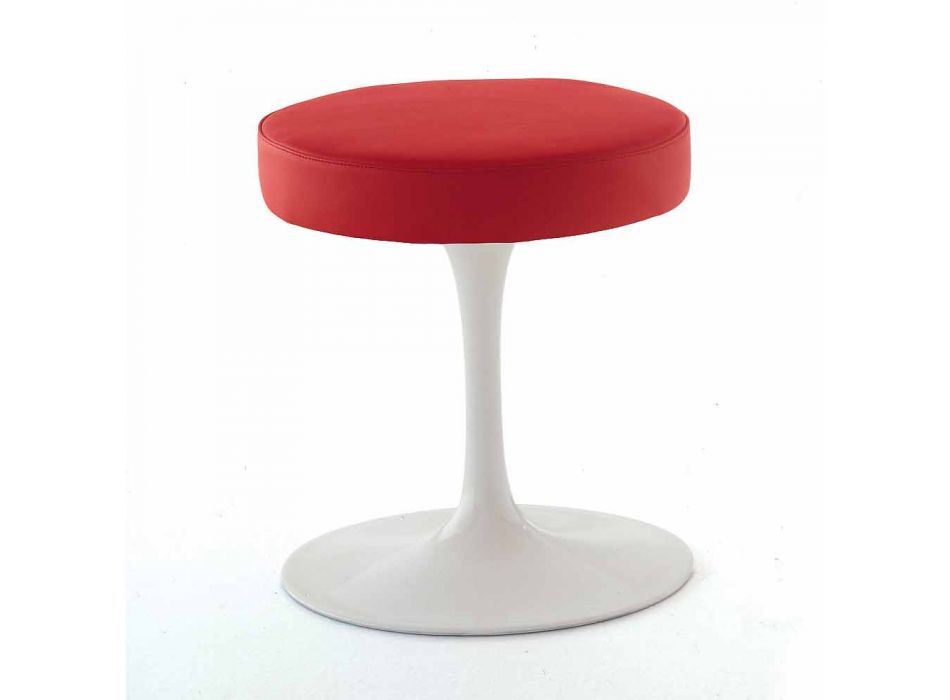 Swivel Stool in Lacquered Aluminum with Leather Seat Made in Italy - Dacia Viadurini
