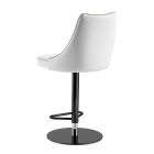 Swivel Stool in White Leather and Black Structure Made in Italy - Teddy Bear Viadurini