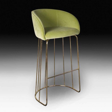 Upholstered and Upholstered Stool with Metal Structure Made in Italy - Antwerp Viadurini