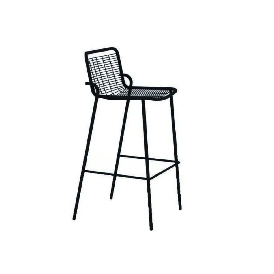 Stackable Outdoor Stool in Metal Made in Italy 2 Pieces - Vikas Viadurini