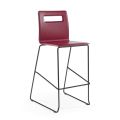 Stool in Burgundy Leather and Sled Structure Made in Italy - Pallina