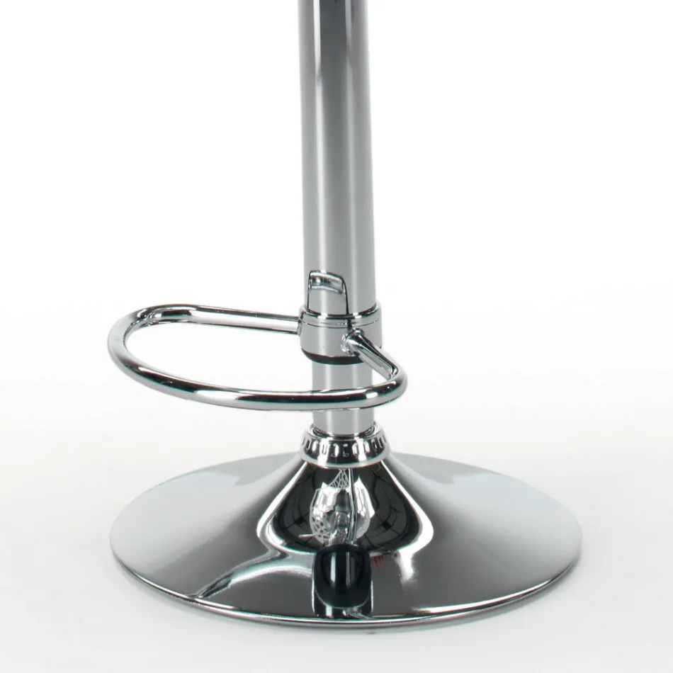 Stool in Eco-leather and Steel with Gas Lift Made in Italy - Lorenza Viadurini